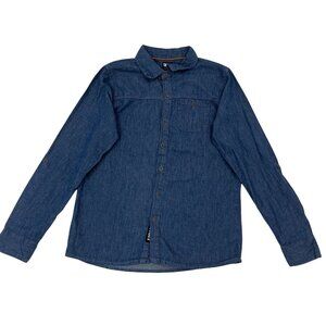DKNY Boys Denim Button-Up Long Sleeve Single Chest Pocket Shirt Sz M 10/12 - New